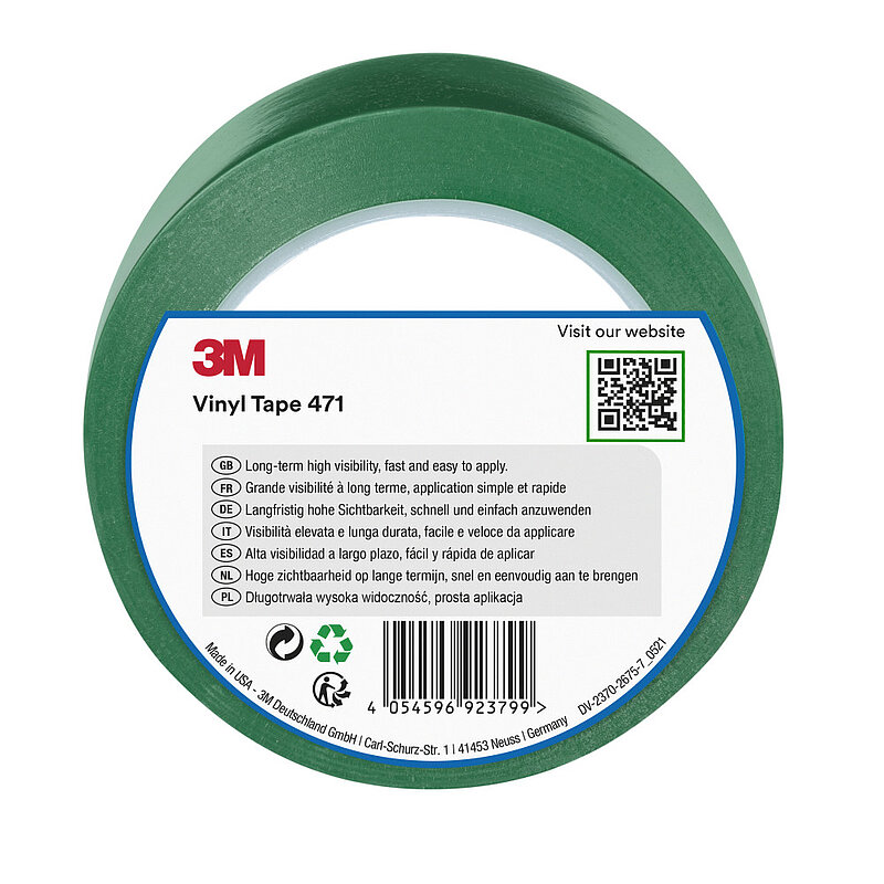 3M Weich-PVC-Klebeband 471, Grün, 50 mm x 33 m, 0.14 mm, Einzelverpackt