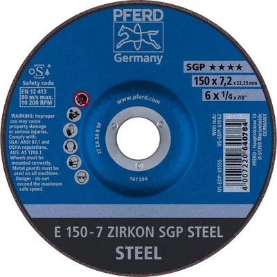 PFERD Schruppscheibe E ZIRKON SGP STEEL Abbildung