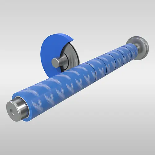Illustration einer Materialrolle beim Schneiden
