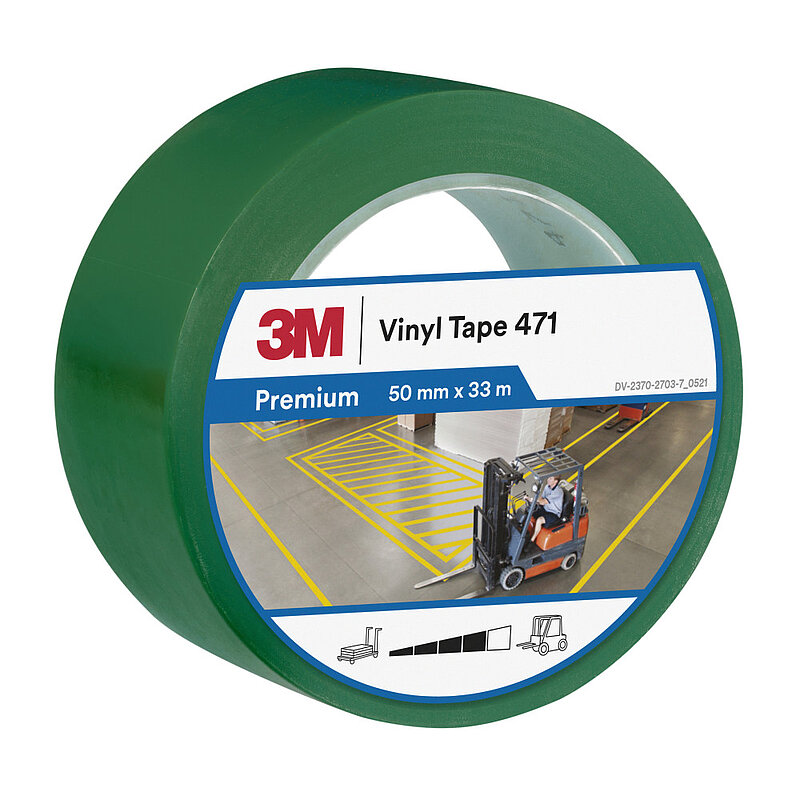 3M Weich-PVC-Klebeband 471, Grün, 50 mm x 33 m, 0.14 mm, Einzelverpackt