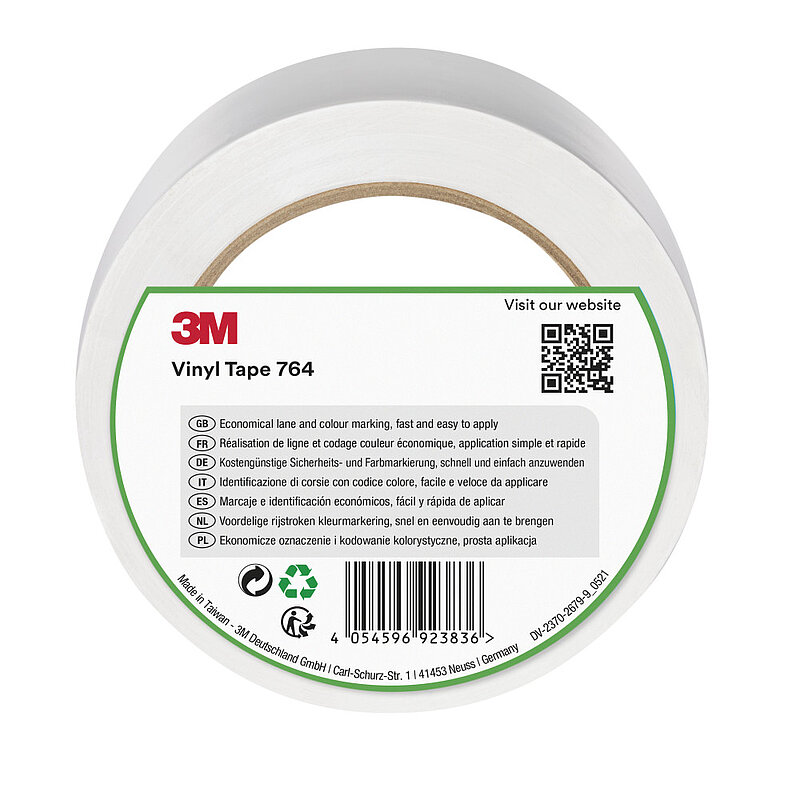 3M Allzweck-PVC-Klebeband 764, Weiß, 50 mm x 33 m, 0.13 mm, Einzeln verpackt