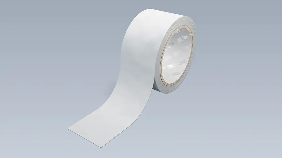 Weiße Klebebandrolle mit abgewickeltem Band
