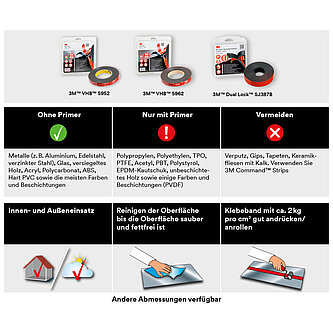 3M VHB Klebeband 5952F, Schwarz, 19 mm x 3 m, 1.1 mm