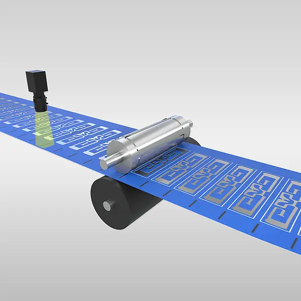 Illustration einer gestanzten Materialbahn für die Konfektionierung