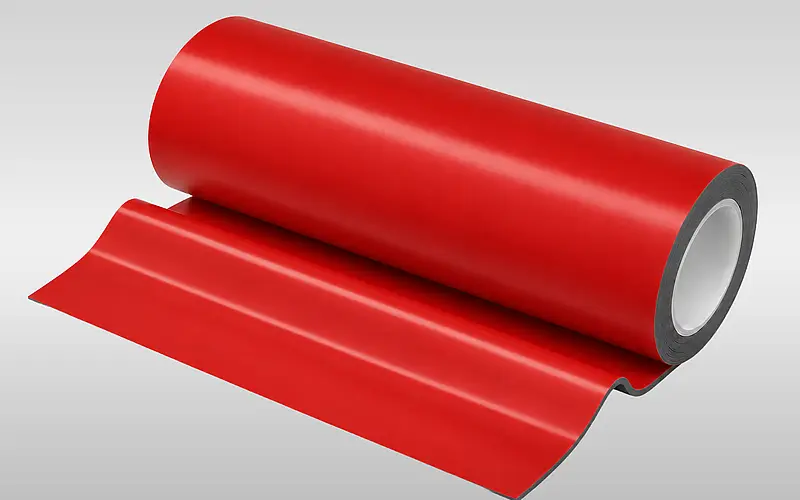 Rote Rolle eines doppelseitigen Acrylatklebebands