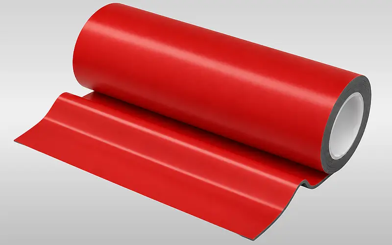 Rote Rolle eines doppelseitigen Acrylatklebebands