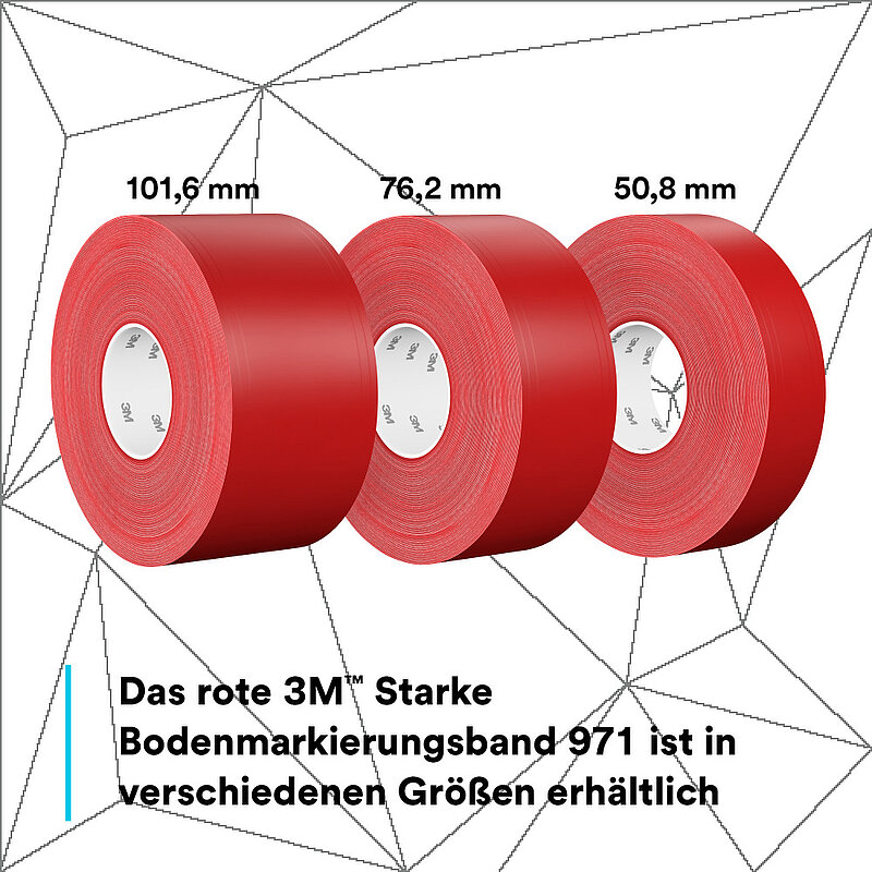 3M Langlebiges Bodenmarkierungsband 971, Rot, 75 mm x 33 m, 0.24 mm