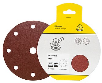 Klingspor - PS 22 K Scheibe kletthaftend, 115 mm Korn 60 ohne Loch, SB-verpackt im Reiter