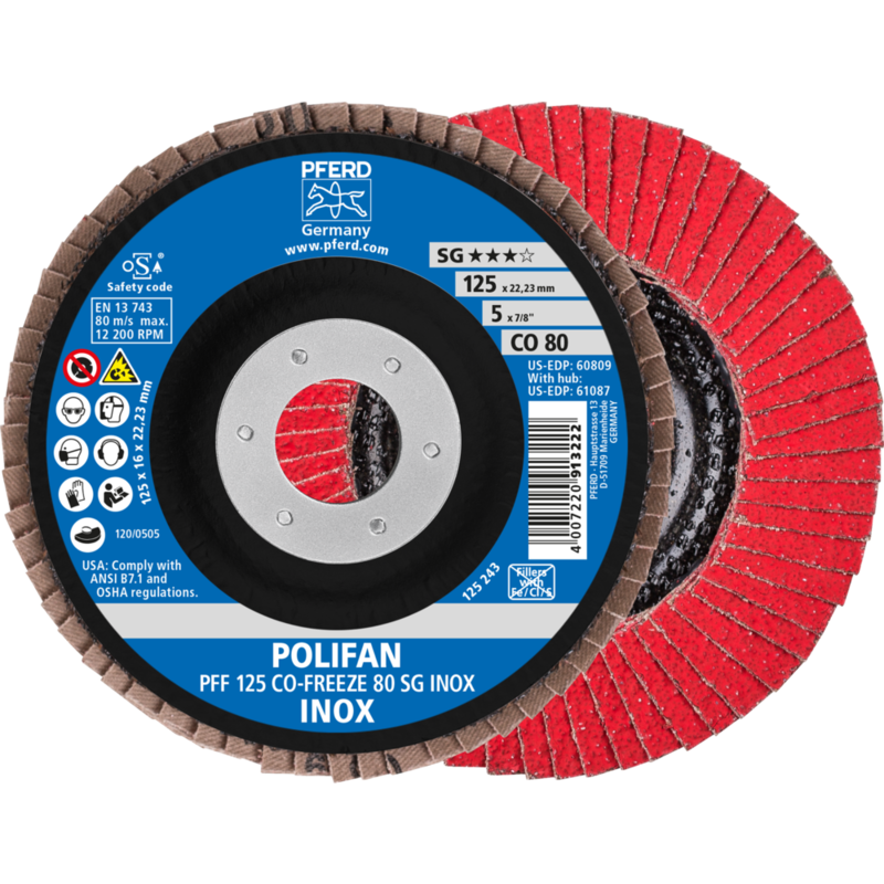 PFERD POLIFAN-Fächerscheiben PFF 125 CO-FREEZE 80 SG INOX