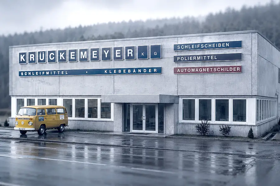 Historisches Firmengebäude mit Krückemeyer Schriftzug