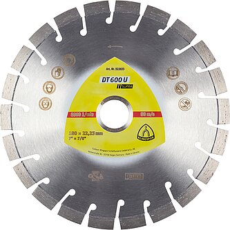 Klingspor - DT 600 U Diamanttrennscheibe, 180 x 2,6 x 22,23 mm 22 Segmente 20 x 2,6 x 9 mm, Kurzverzahnung