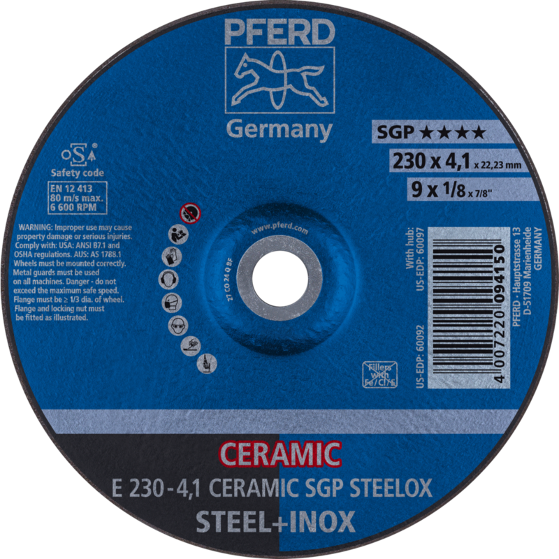 PFERD Schruppscheiben E 230-4,1 CERAMIC SGP STEELOX