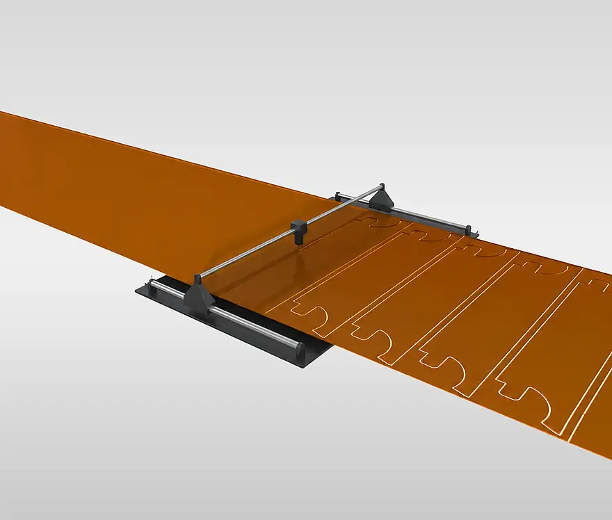 Illustration einer Folienbahn mit geschnittenen Konturen am Schneidplotter