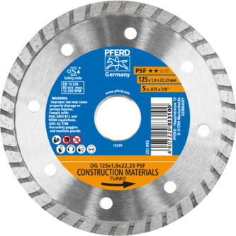 PFERD Diamantwerkzeuge für die Bauindustrie DG 125 x 1,9 x 22,23 PSF