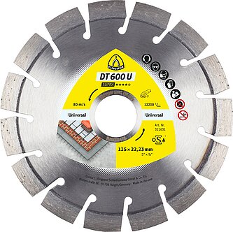 Klingspor - DT 600 U Diamanttrennscheibe X-LOCK, 115 x 2,4 x 22,23 mm 13 Segmente 20 x 2,4 x 9 mm, Kurzverzahnung
