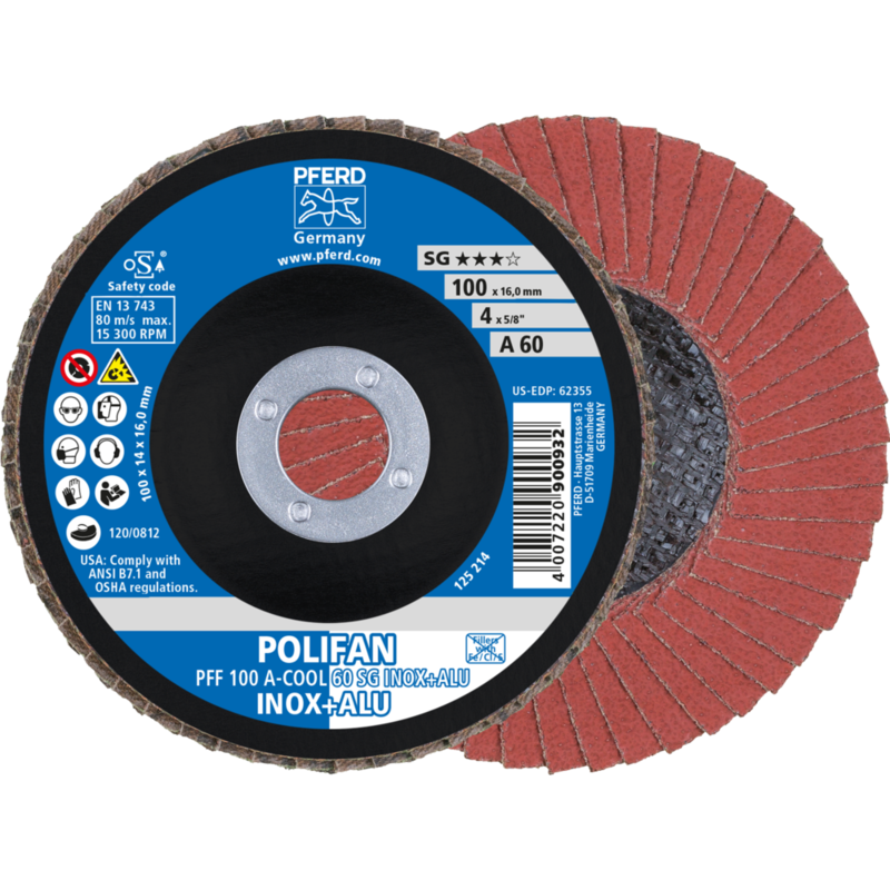 PFERD POLIFAN-Fächerscheiben PFF 100 A-COOL 60 SG INOX+ALU/16,0