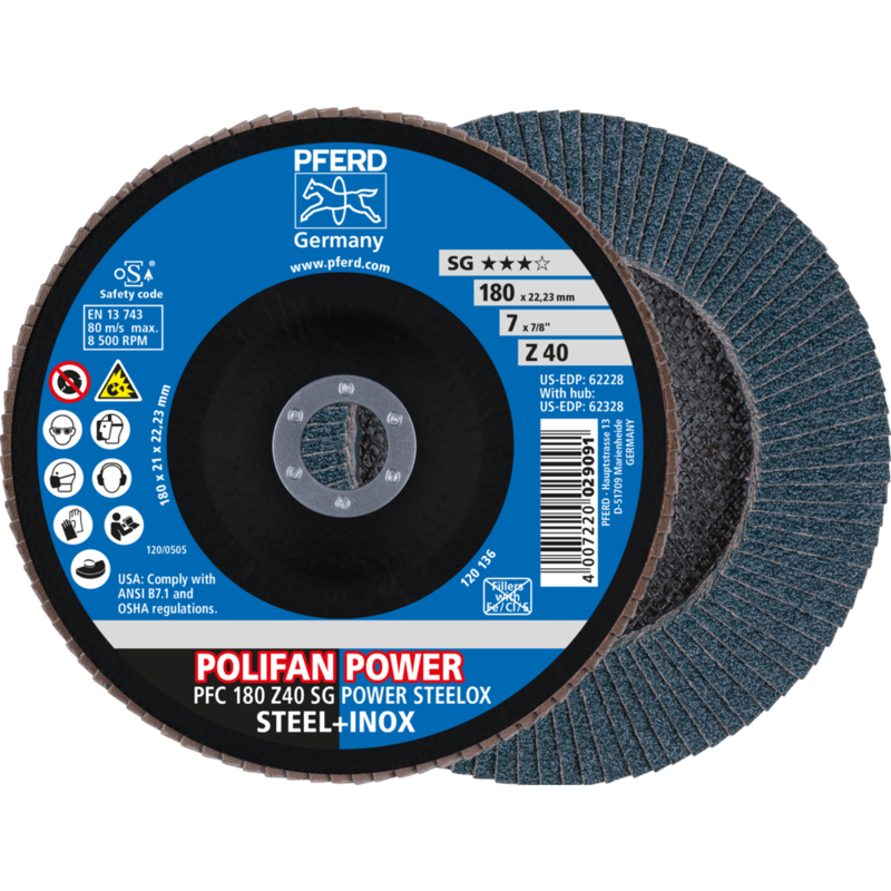 PFERD POLIFAN-Fächerscheiben PFC 180 Z 40 SG POWER STEELOX