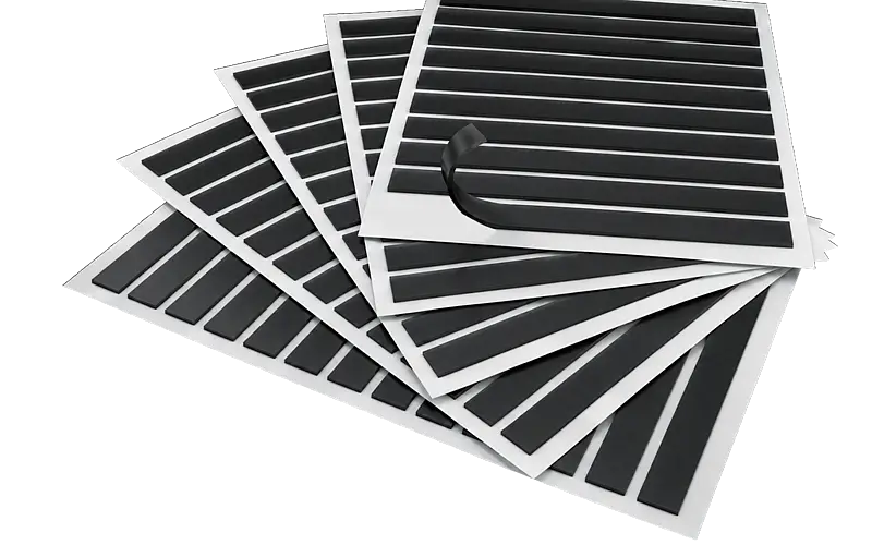Schwarze EPDM-Streifen auf Bogen als Beispiel für eine angefragte Bauteilform