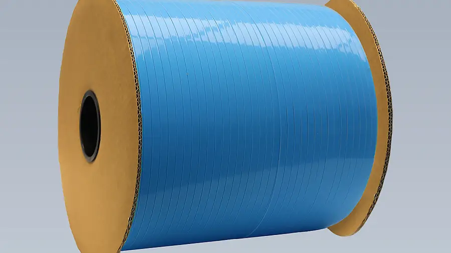 Blaue Schmalbandspule zwischen zwei braunen seitlichen Bordscheiben